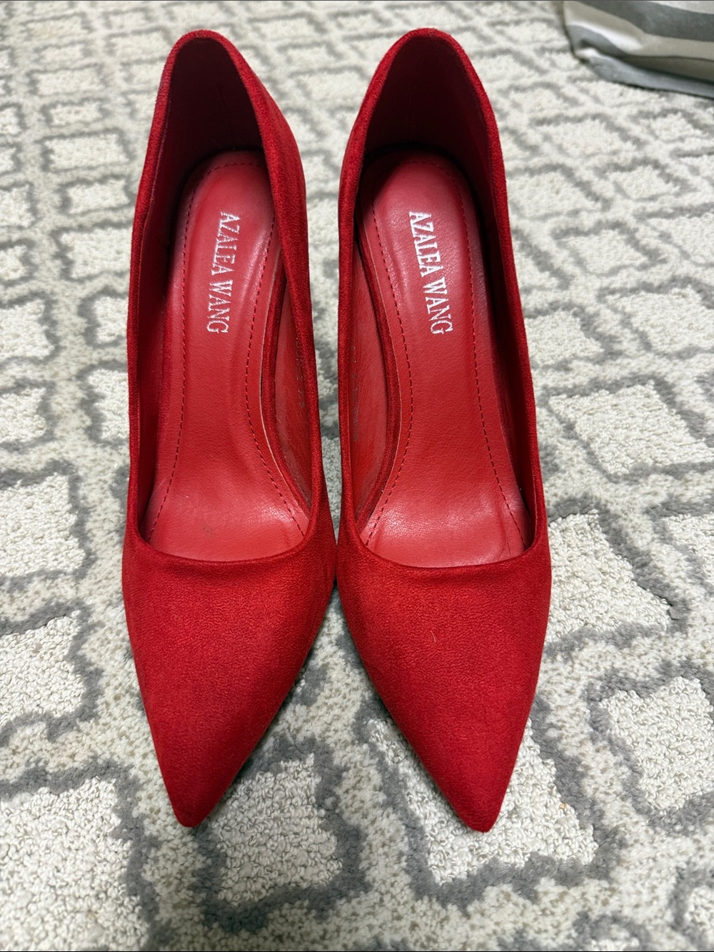 Red Suede Pointed-Toe Women's Pumps